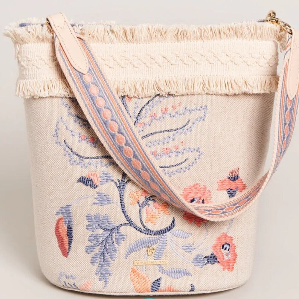 SPARTINA BELLINGER  FLORAL BRANCH AUBREY FRING  BUCKET BAG